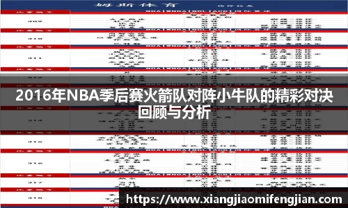 2016年NBA季后赛火箭队对阵小牛队的精彩对决回顾与分析